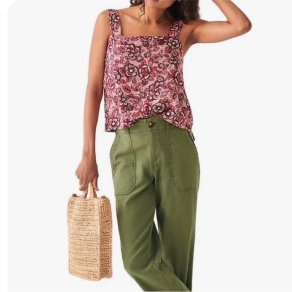 Faherty Pacifica Floral Square Neck Linen Blend Tank NWT XS - Picture 2 of 8
